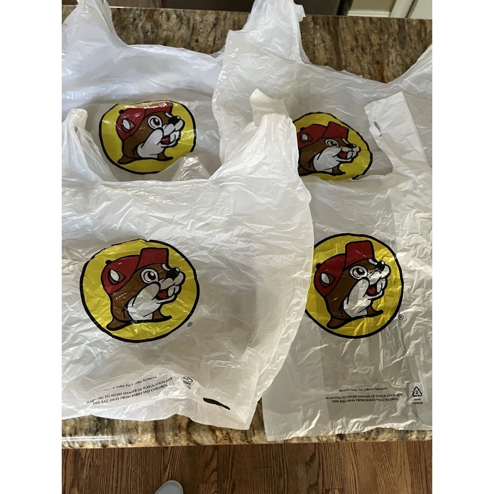 Buc-ees Plastic Shopping Bag (set Of 4) Beaver Bucees Grocery Bags Souvenir